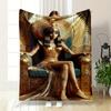 Egyptian Goddess Golden Winged Throne Bedroom Blanket for Livingroom Couch Lunch Break Soft Throw for Friend's Festival Gift