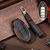 Luxury Leather Car Key Case Cover Fob Protector Keyring for Nissan Patrol Y62 Accessories 2021 5 Button Keychain Holder Shell
