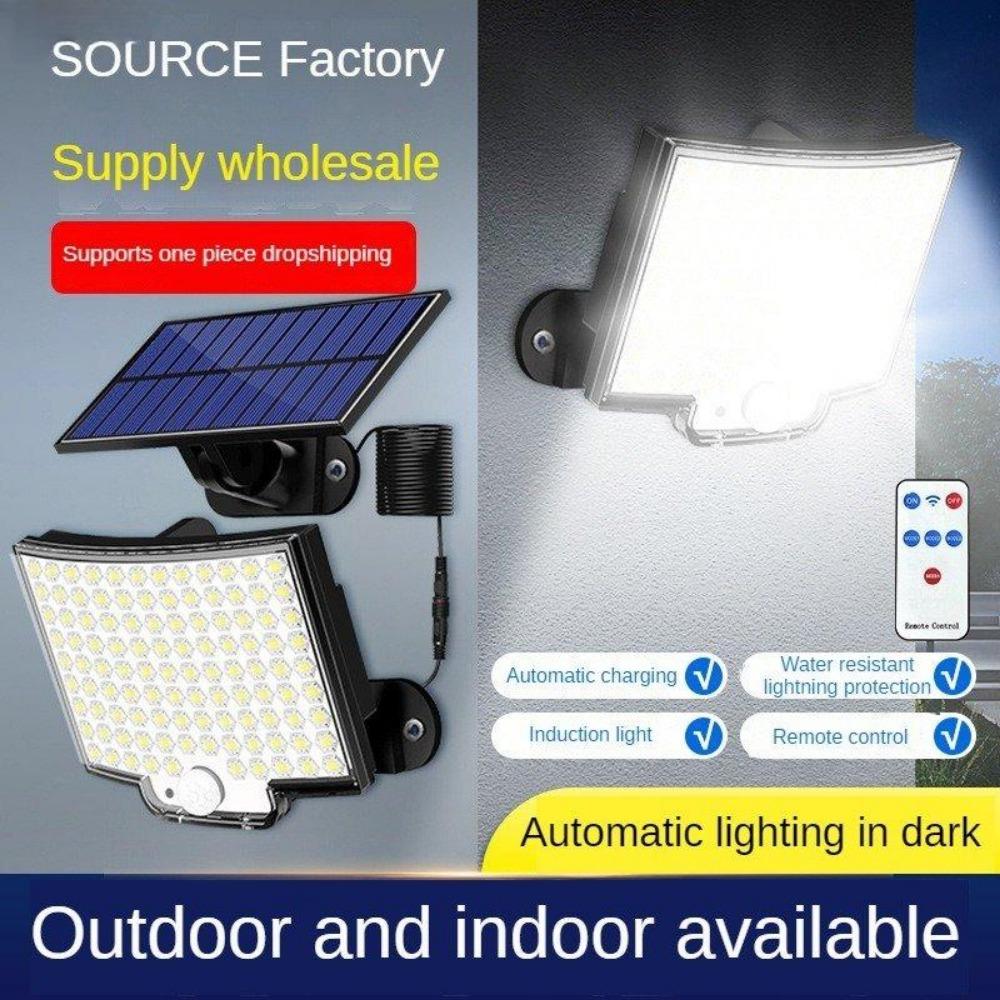 228LED Solar Light Outdoor Waterproof with Motion Sensor Floodlight Remote Control 3 Modes for Path Patio Garage Backyard Street