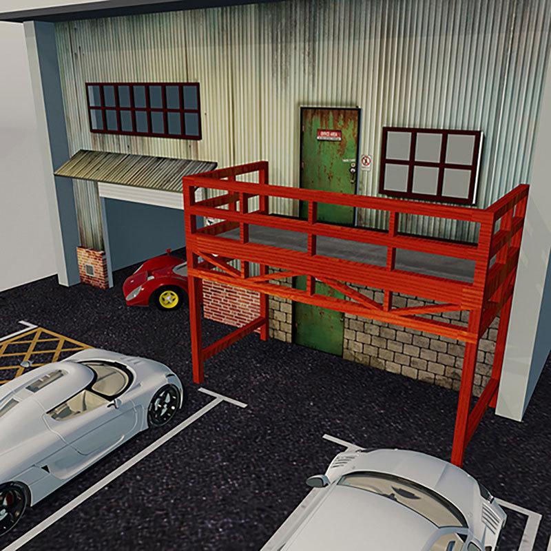 Kame Kaku 1:64 American Garage Parking Lot Alloy Car Model Scene Decor