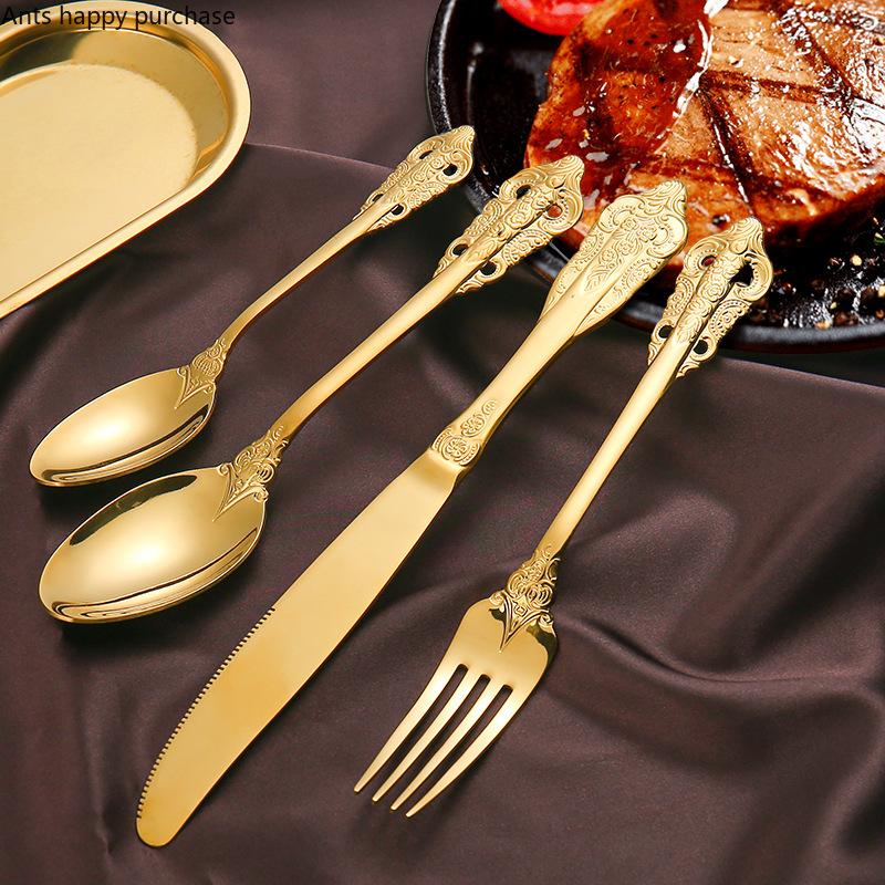 Stainless Steel Cutlery Set Knife Fork Spoon Set 4-piece Set Western Food Tableware Kitchen Accessories Coffee Spoon Fruit Fork