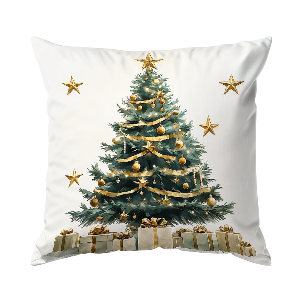 Golden Christmas Decoration Pillowcase Printed Polyester 45x45cm Throw Pillowcover Decorative Sofa Cushion Pillowslip Home Decor