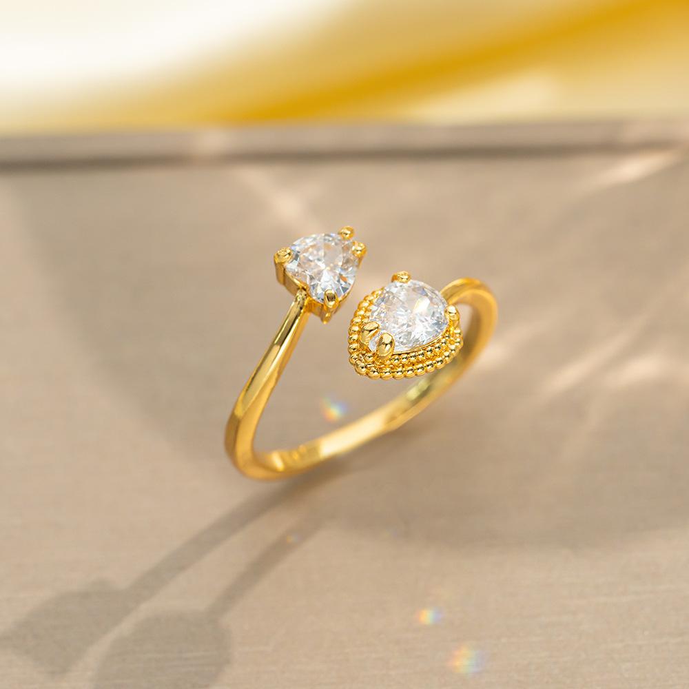 Korean Version of Light Luxury Design Full Diamond Inlaid Zircon Ring Women's Opening Adjustable Ring Internet Celebrity Fashion Accessories