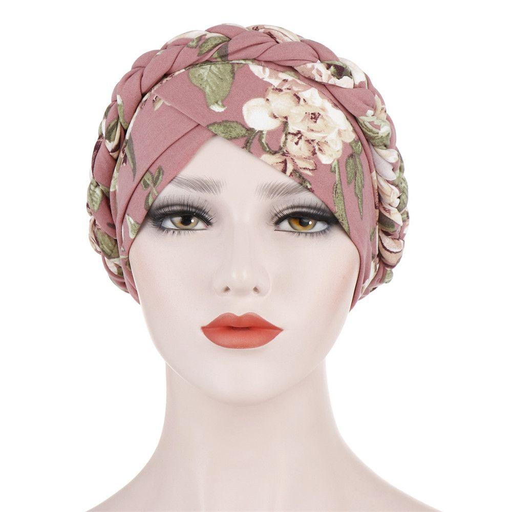 Caps Floral Print Soft Cotton Head Wrap Women Braid Hijab Cancer Chemo Caps Ladies Muslim Turban