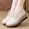 Women Black Platform Loafers Casual Leather Khaki Sneakers Thick Sole Height Increase Shake Shoes Large Size