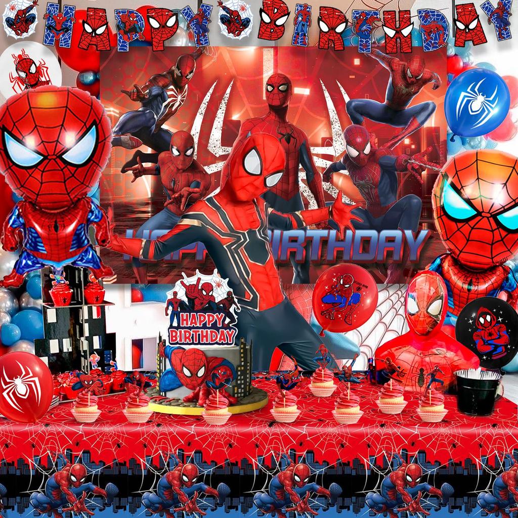 30 Pcs Cartoon Birthday Party Supplies Kit-Cartoon Party Set with Banner Backdrop Tablecloth & Cartoon Balloons Cake Topper Etc Cartoon Party Decors