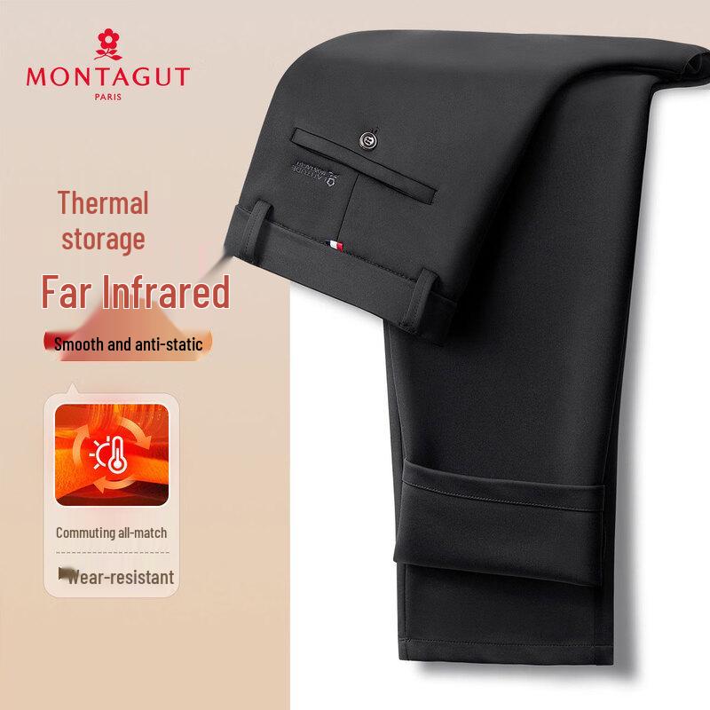MONTAGUT Men s Smooth Far-Infrared Straight-Leg Casual Pants 32
