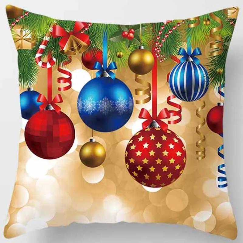 Christmas Decorative Pillowcase Snowman Tree Pattern Printed Pillowcase Sofa Cushion Cover Room Decorative Cushion Cover