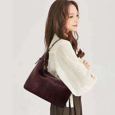 Suede High Silk Sanded Leather Bag Taška z hovězí kůže Slouchy Premium Vysokokapacitní taška přes rameno