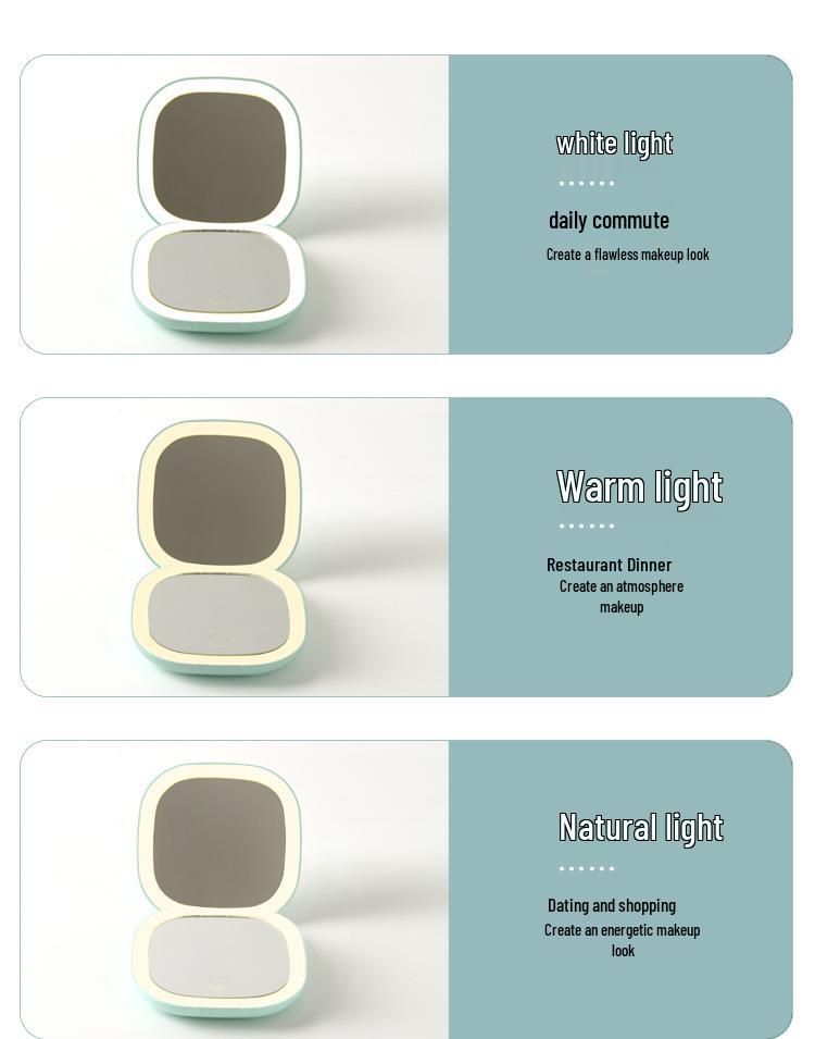 Dual-Sided LED Makeup Mirror: Rechargeable, 5X Magnification, Portable, Foldable, Customizable