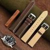 WOCCI 20mm Watch Vintage Genuine Leather Watch Band Brown with Tonal Includes Adjustment Tool and Spring Bars Strap, (Dark Stitching),