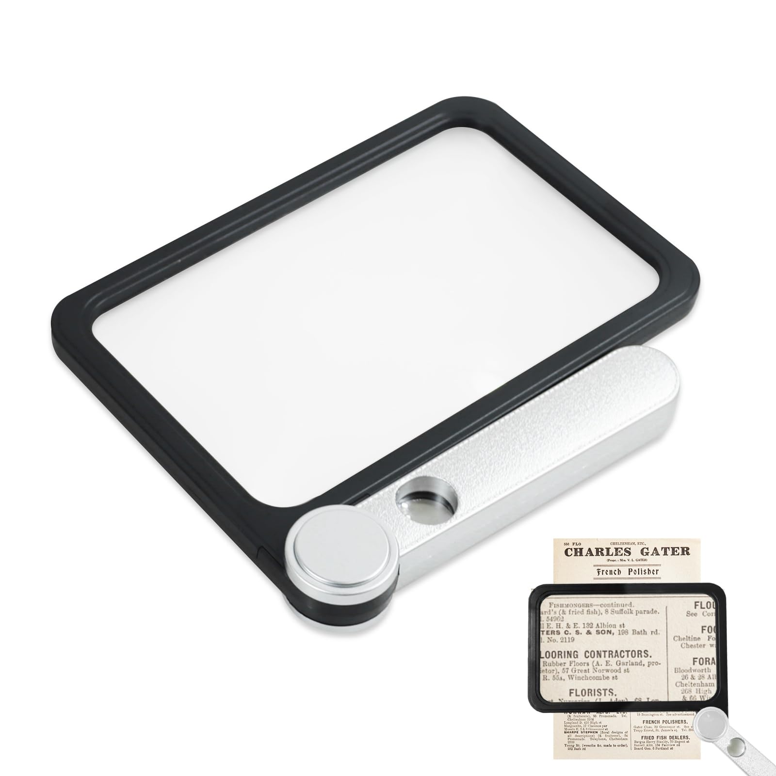

koundeneko Handheld Magnifying 5x with Large Easy to Use and Perfect for Anniversary Gift Glass, Magnification, Foldable, Square, Handle, Size,