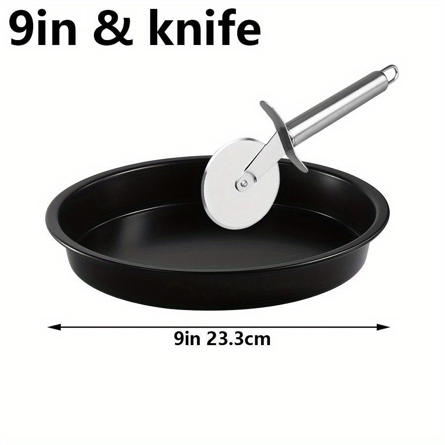 6/8/9/10in Deep Dish Pizza Pan with Pizza Cutter, Stainless Steel Black Nonstick Baking Sheet, Pie Pan, Baking Pan JXB