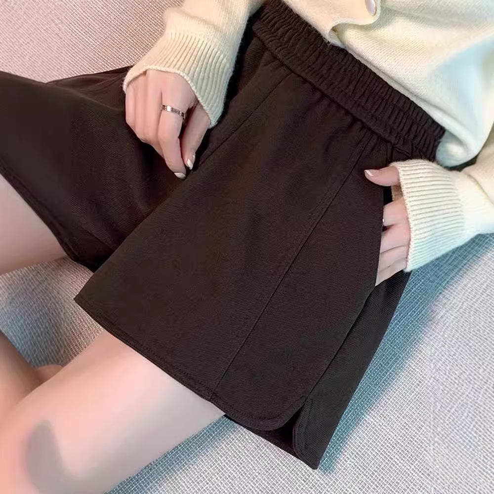 Petite High-Waisted Woolen A-Line Shorts for Women - Autumn/Winter 2024 Collection