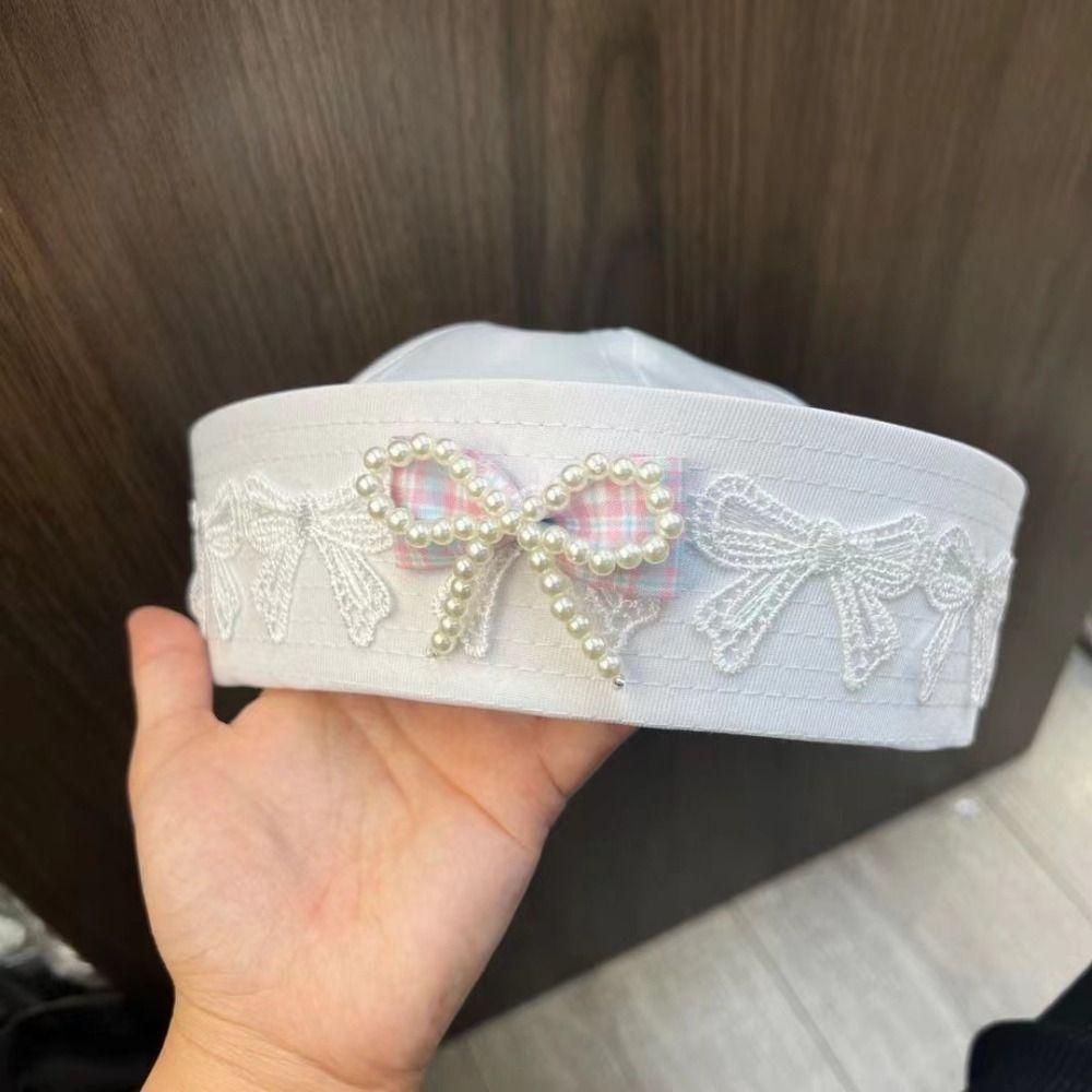 Bow Lace Navy Hat Harajuku Berets Japanese Sailor Caps  Women