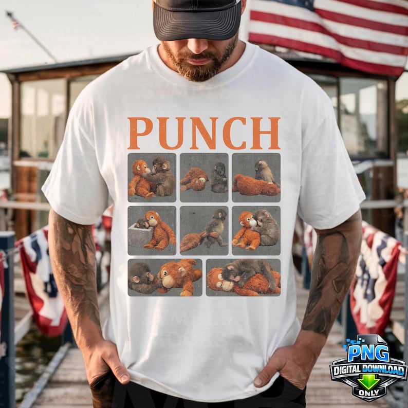 Punch Baby Monkey Tee Emotional Plush Toy Monkey Shirt Small But Brave
