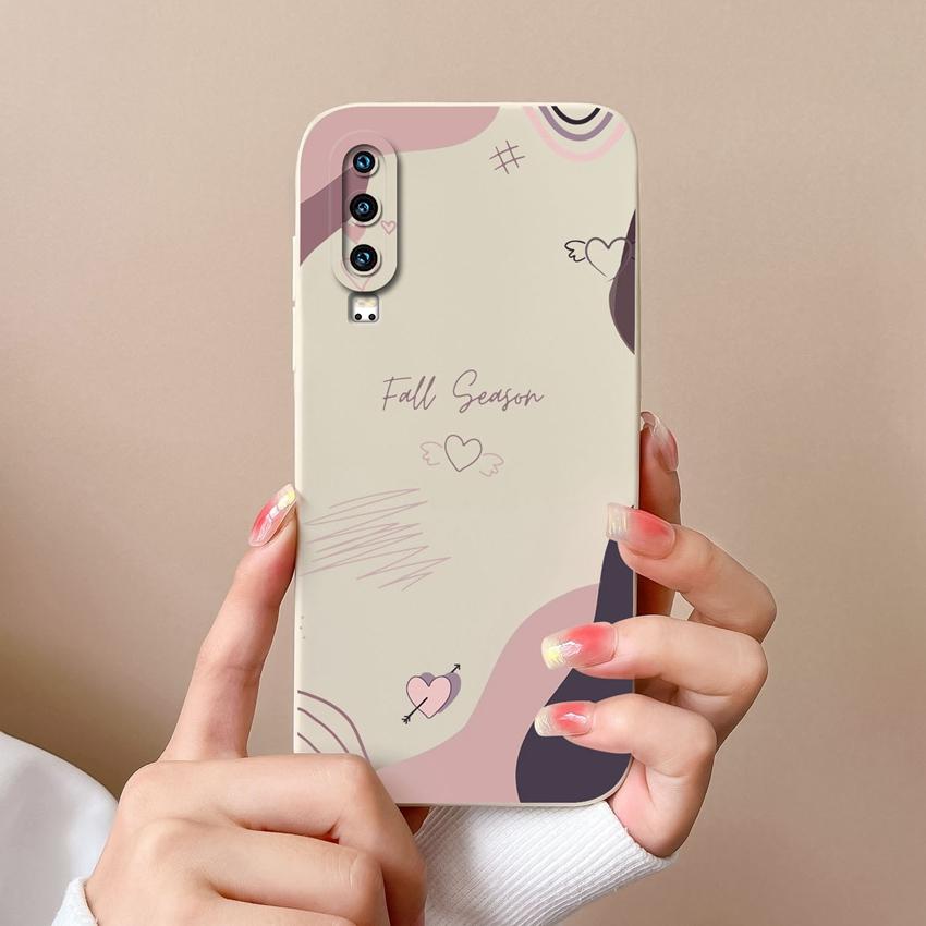 

Suitable For Huawei P30 P40 P60 Y5 Y6 Y7 Y9 Y9A Fashion Creative Love Phone Case Liquid Silicone Anti Drop Full Protective Shell For Huawei Soft Cover Huawei Y9S