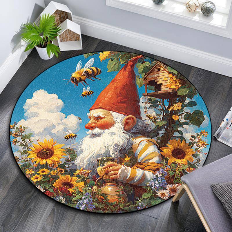 

Gnome Round Area Rug,Carpet Rug for Living Room Bedroom Sofa Playroom Decor,Non-slip Floor Mat 80cmx80cm
