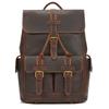 Retro Personalized Leather Backpack Men'S Leather Flip Backpack Couple Casual Travel Bag Fashion Schoolbag