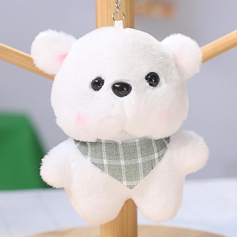 New Cute Plaid Scarf Bear Cartoon Plush Key Pendant Bear Animal Ornament Bag Accessories