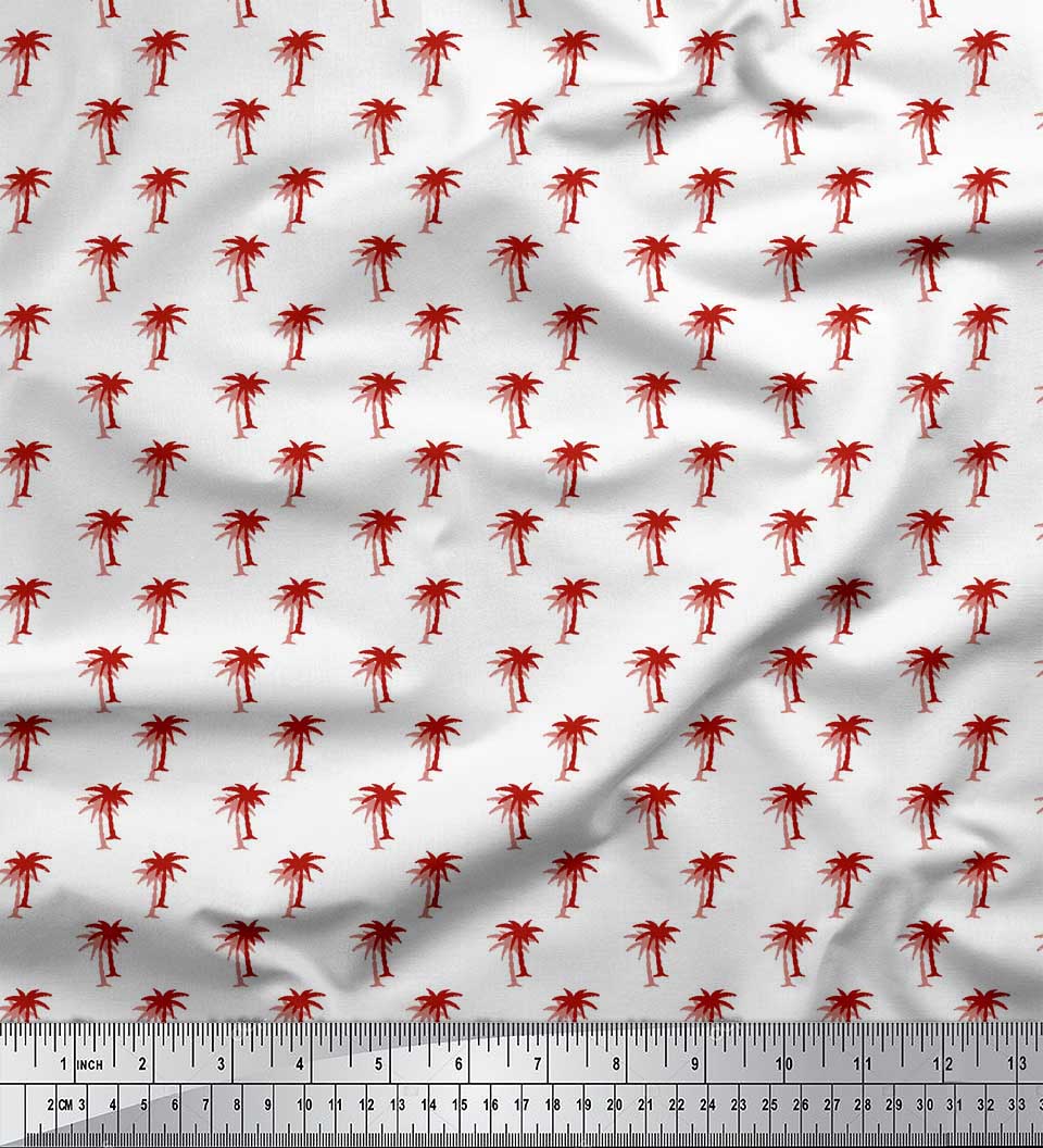 

Тканина Soimoi Green Japan Crepe Satin Тканина з пальмовим принтом на метри 42 дюйми 42 Inch Wide - Poly Crepe червоний