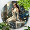 Metal Tin Sign Vintage Castle Garden Fairy Decor 7.8 Inch Round Fantasy Wall Art For Outdoor Yard Patio Home