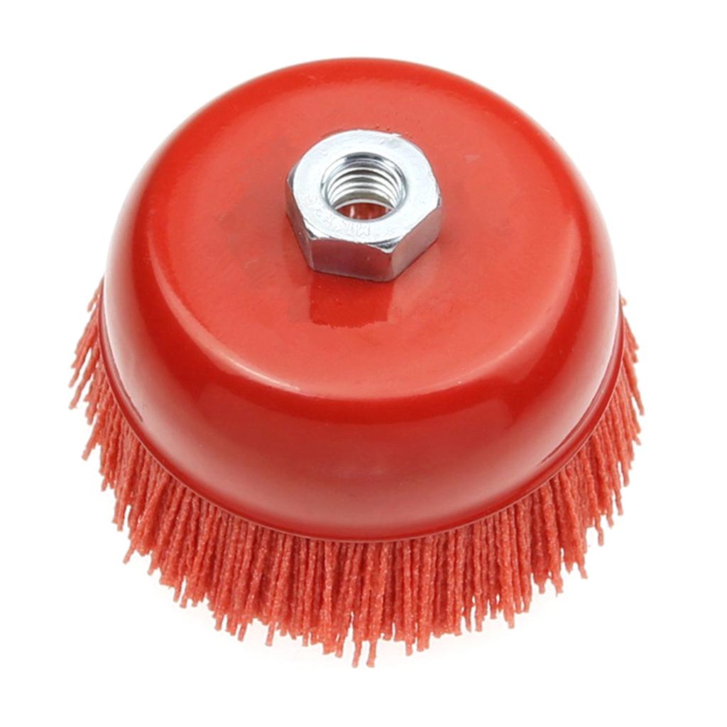 1PC 100mm M14 Cup Nylon Abrasive Brush Wheel P80 Pile Polymer Abrasive Grinder Tool 3" 4" 5