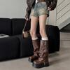 European and American fashion muffin thick-soled pants boots women's knee-high boots western pile boots