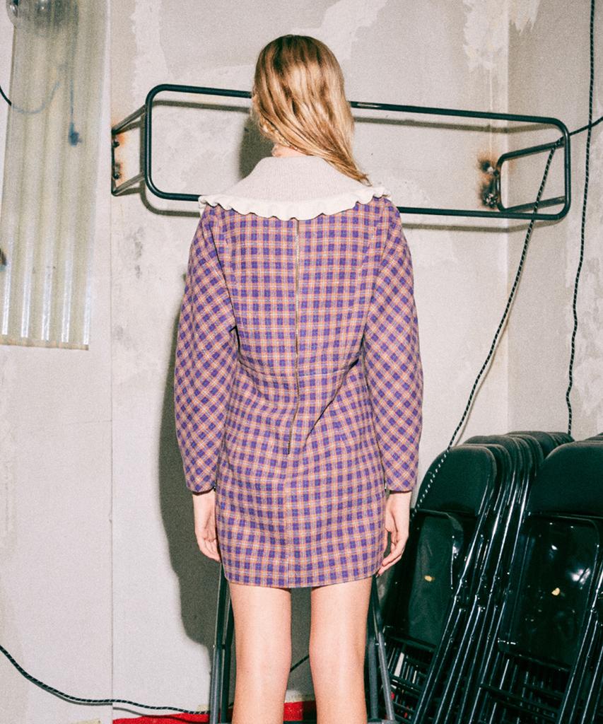 Near And Dear Holiday Check Mini Dress_Purple