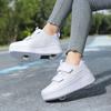Fashion Girls Boys Roller Skates Children Sneakers With Two Wheels Thick-soled Skateboard Shoes Kids Non-slip Chunky Shoes White
