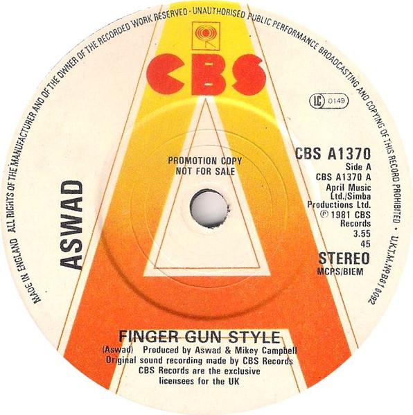 

7inch Record ASWAD Finger Gun Style CBSA1370PROMO CBS 1981 UK Reggae Ska Dub Used