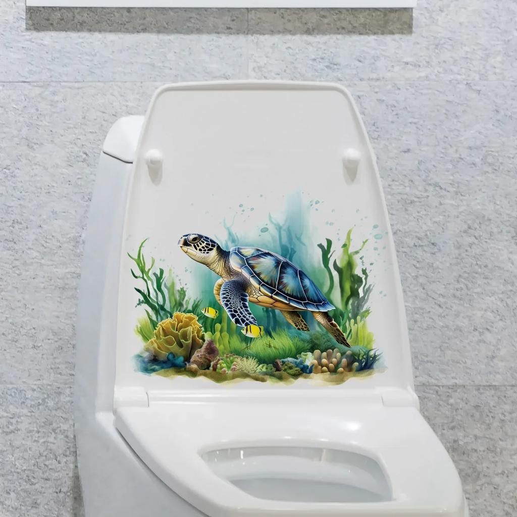 Toilet Sticker Bathroom Wall Sticker Sea Turtles WC Self Adhesive Mural Stickers Home Decoration Decals 2026 Christmas