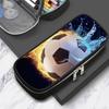 Durable Polyester Pencil Case Soccer Pattern with Zipper Soccer Pattern Pen Bag Sports Theme Multifunction Bag