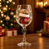 Christmas Wine Glasses Set of 6 Santa Snowman Reindeer Holiday Goblet Gift