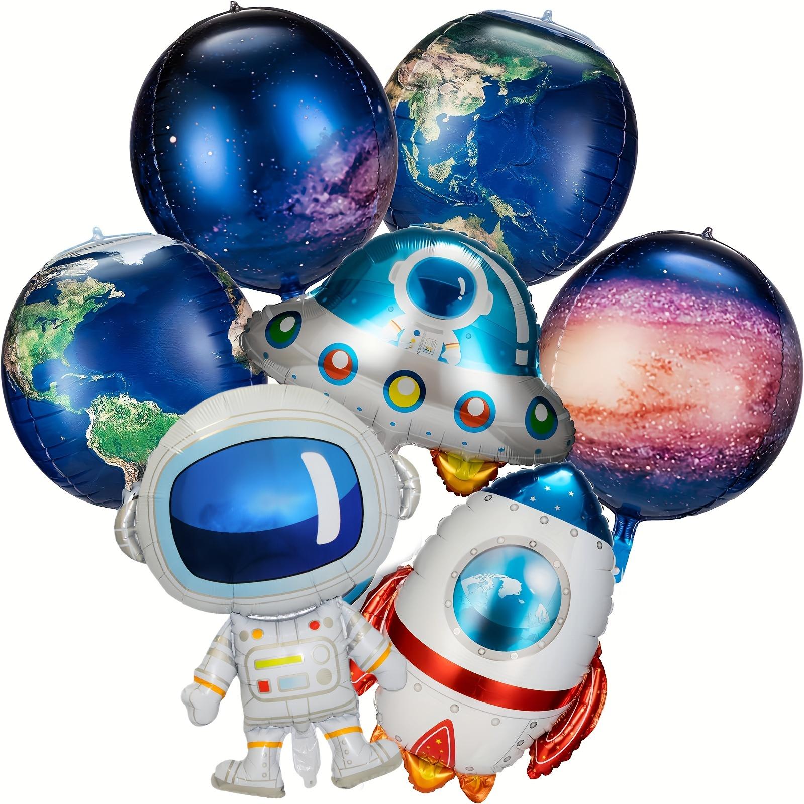 7-Piece Galaxy Space Aluminum Foil Balloons, Large Outer Space Balloons, Inflatable Rocket Astronaut Earth Spaceship Balloons, Space-Themed for Other