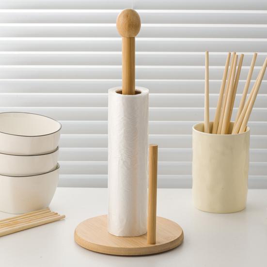 Бамбуковий тримач для паперових рушників Рустикальний настільний органайзер для паперових рушників Диспенсер для рулонів для кухонної стільниці Ванної кімнати Обіднього столу