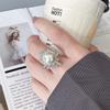 Jewelry Copper Platinum Plated Row Ring Pearl Irregular Personality Women'S Ring 14Mm