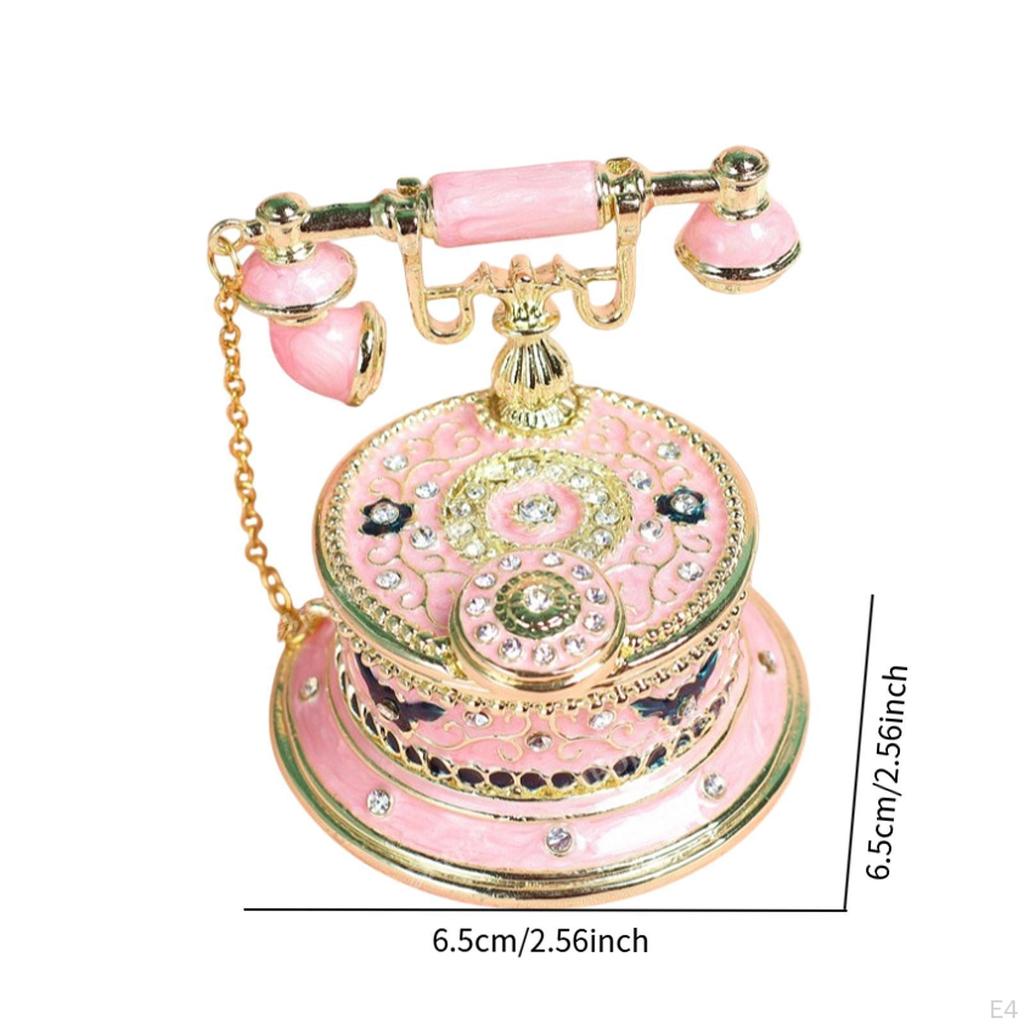 Dial Telephone Jewelry Box Storage Multifunctional Rings Holder Decoration for Girls