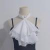 Historical Reenactment Ruffled Jabot Necktie Chiffon Detachable Faux Collar Neckpiece For Renaissances Colonial Outfit