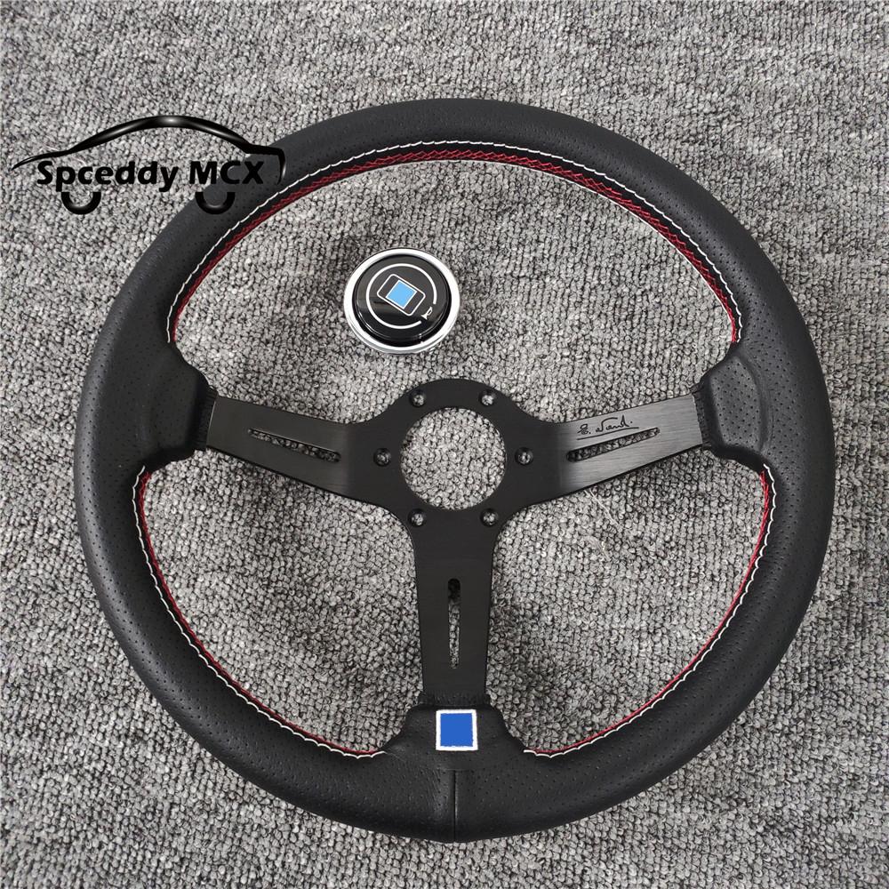 Spceddy Für Lenkrad 14 Zoll 350mm Perforiertes Leder Konkav Auto Sportlenkrad