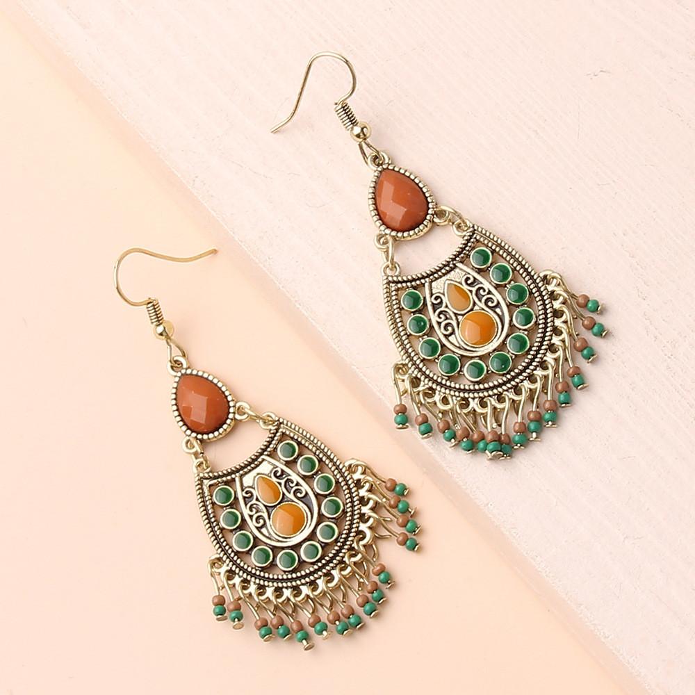 Long Vintage Artistic Drop Earrings With Waterdrop And Dot Jewelry Elements