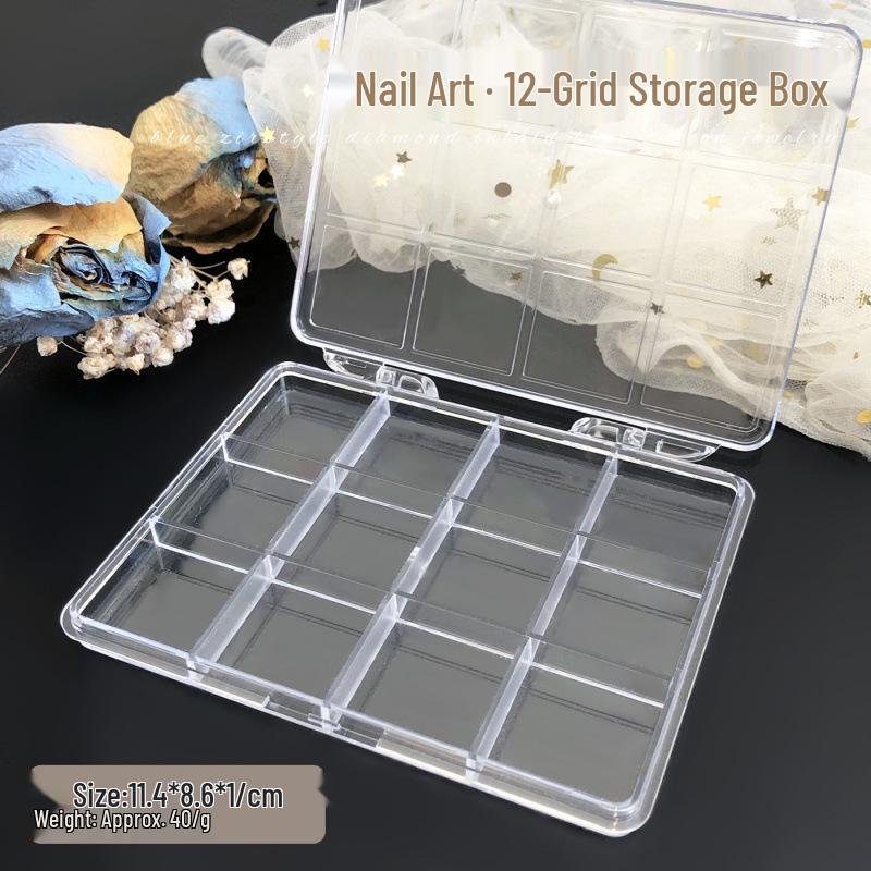 24-Grid Acrylic Nail Art Storage Box with Independent Compartments