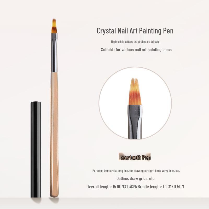 Translucent Brown Nail Art Brush Set: Flower and Gel Painting Brushes with Flat and Round Heads