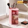Drehbarer staubdichter Make-up-Organizer mit Puderquasten-Aufbewahrung, Lippenstifthalter und Pinselständer