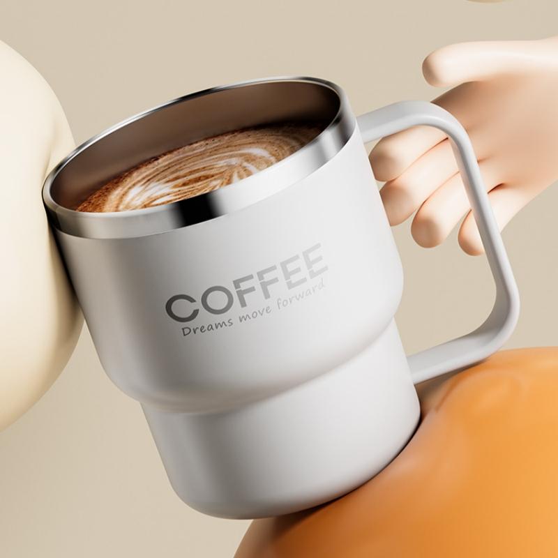 304 Stainless Steel Coffee Mug with Lid Double-Wall Travel Cup, Spill-Proof & Leakproof, Elegant Coffee Cup for Hot/Cold Drinks