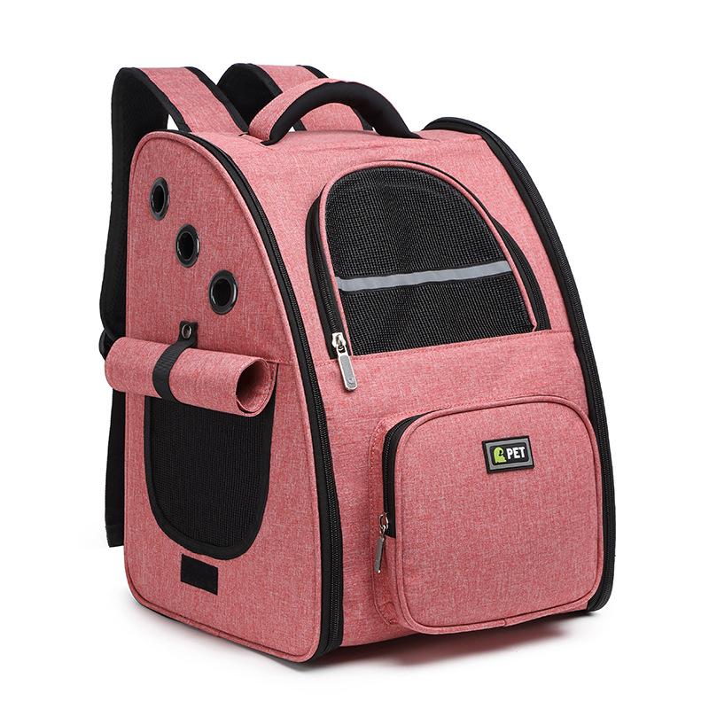 Breathable Foldable Pet Backpack for Cats and Dogs розовый