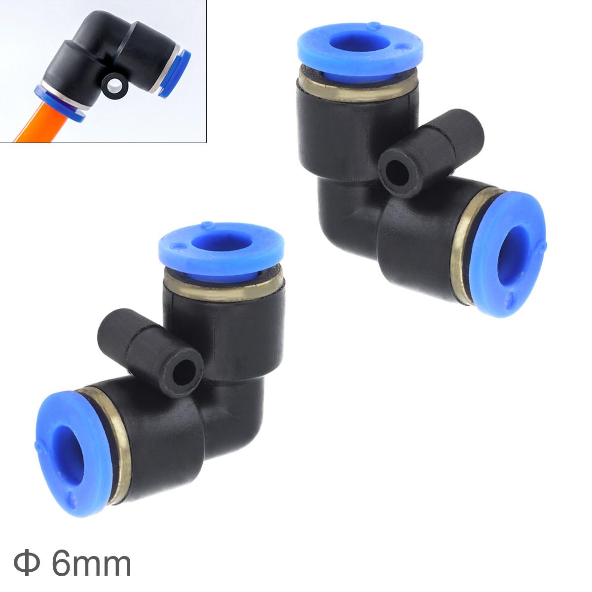 

2 шт. Г-подібний колінний пластиковий пневматичний швидкий з’єднувач, двосторонній інструмент для швидкої установки повітряної трубки 6 мм-16 мм 6mm синій