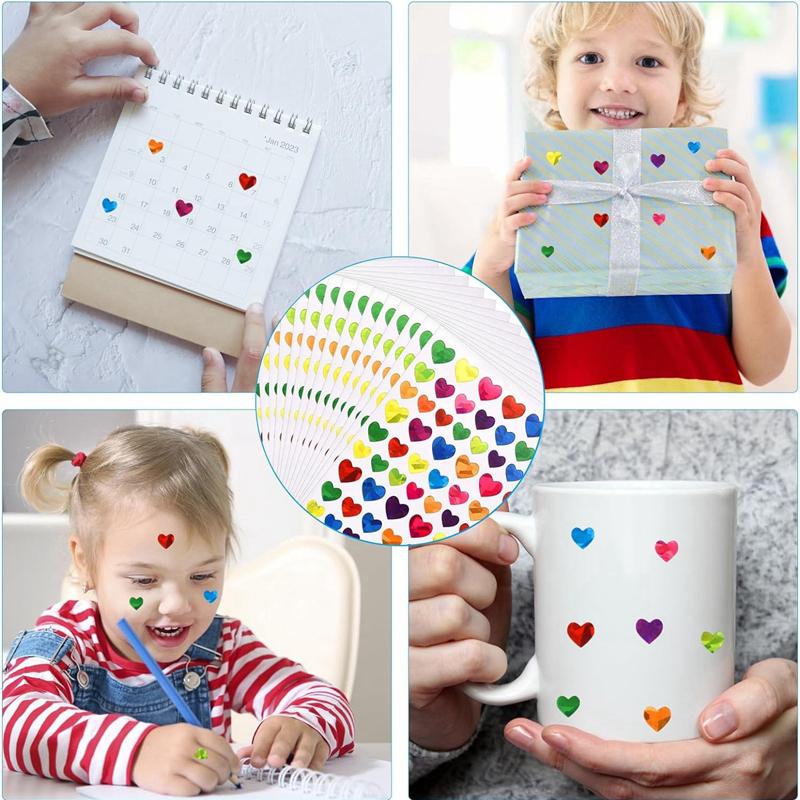 Star Dot Hearts Paper Sticker for Kids Reward Birthday Party Favors Glitter Foil Sticker Reward Chart Labels Gift DIY Decoration