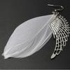 Fashion Silver Plated Angel Wings Earring White Feather Drop Earrings for Women