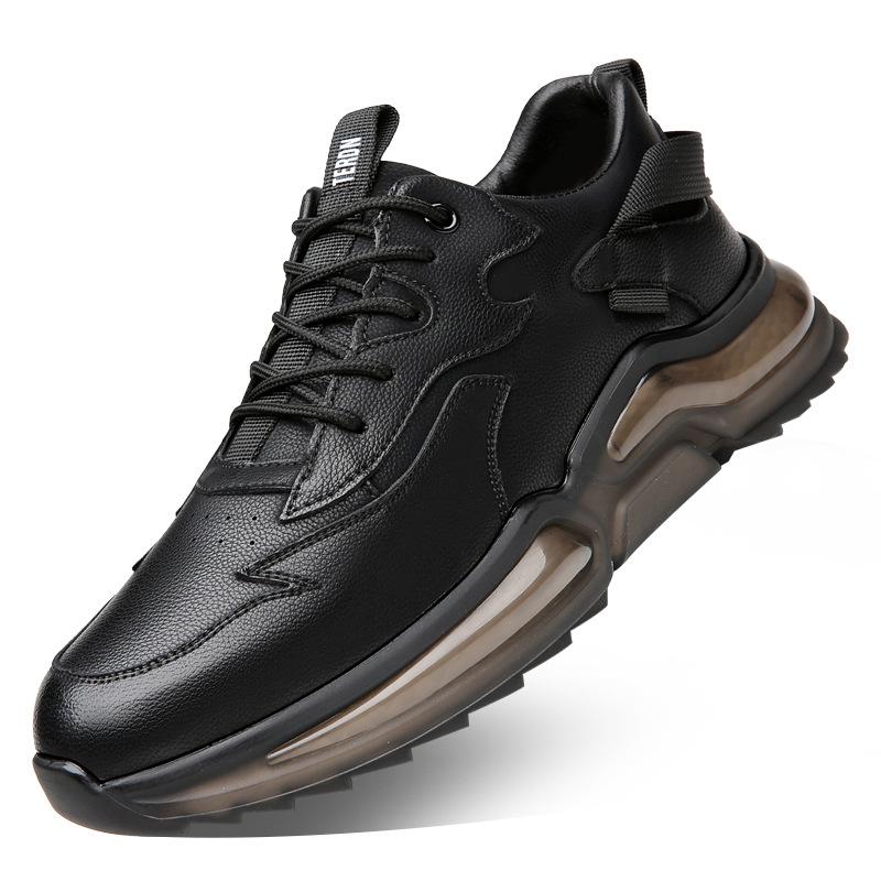 Fashion Autumn Winter Platform Leather Velvet Sneakers for Women Designer Soft-soled Men's Shoes Fashion Black Increase Sport Shoes Male